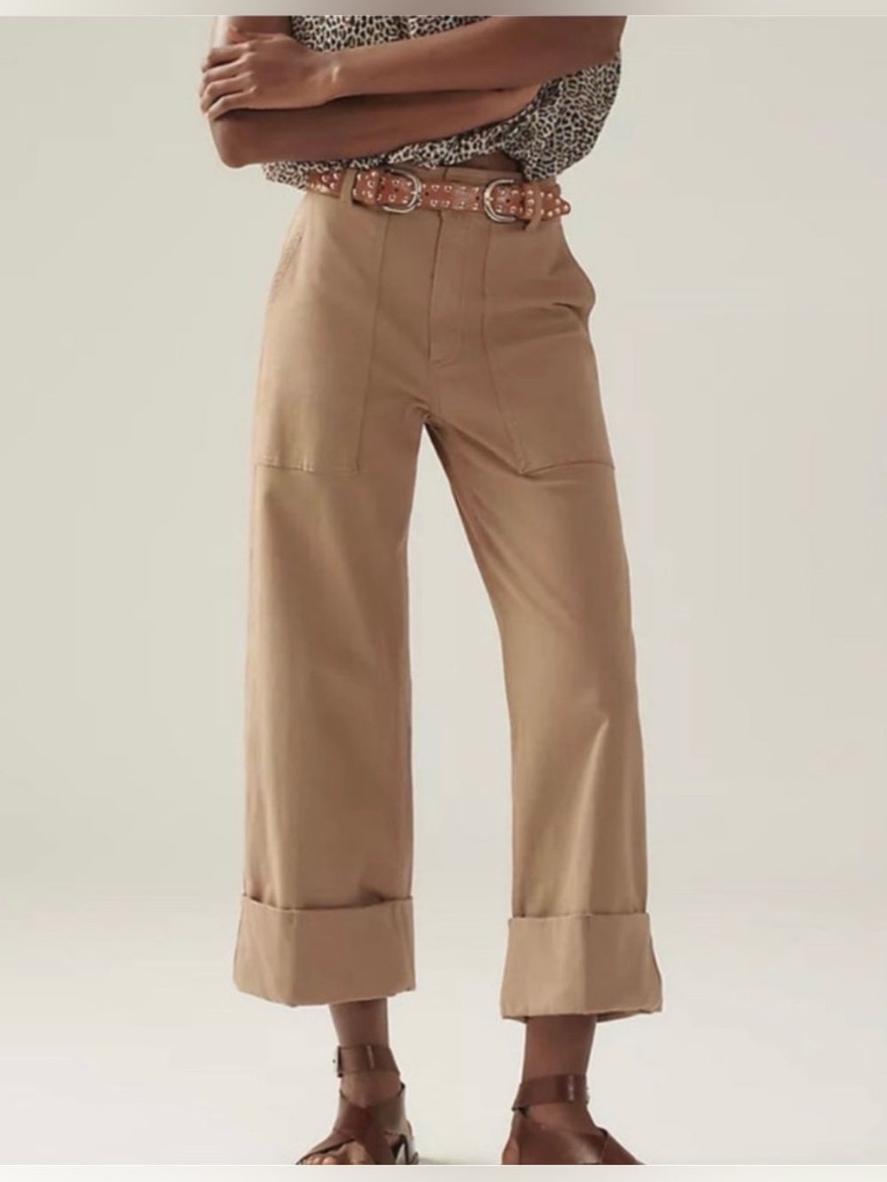 pistola Wide-Leg Canvas Chinos in Tan